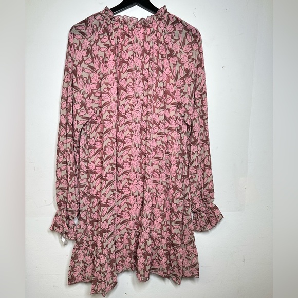 NWT Missguided Tie Neck Double Layered Smock Dress Floral - Picture 9 of 13